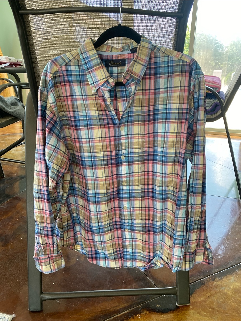 Chaps Multicolor Plaid Button-Down Shirt — Blue, Pink, Cream